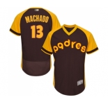 Men's San Diego Padres #13 Manny Machado Brown Alternate Cooperstown Authentic Collection Flex Base Baseball Jersey