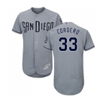 Men's San Diego Padres #33 Franchy Cordero Authentic Grey Road Cool Base Baseball Jersey