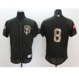 Men San Francisco Giants #8 Hunter Pence Majestic Green Salute to Service Flexbase Authentic Collection Jersey
