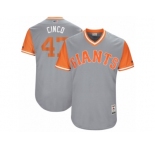 Men's 2017 Little League World Series Giants #47 Johnny Cueto Cinco Gray Jersey