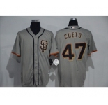 Men's Majestic San Francisco Giants #47 Johnny Cueto Authentic Grey Cool Base MLB Jersey