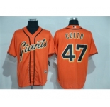 Men's San Francisco Giants #47 Johnny Cueto Majestic Orange Cool Base Player Jersey