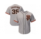 San Francisco Giants #35 Brandon Crawford Authentic Grey Road 2 Cool Base MLB Jersey