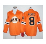 San Francisco Giants #8 Hunter Pence Orange Long Sleeve Stitched Baseball Jersey