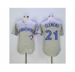 Men Toronto Blue Jays #21 Roger Clemens Majestic Gray Flexbase Authentic Collection Player Jersey