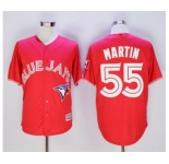 Men Toronto Blue Jays #55 Russell Martin Red 2016 Official Cool Base Jersey