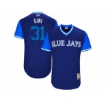 Men's 2017 Little League World Series Blue Jays #31 Joe Biagini Gini Royal Jersey