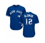 Men's Majestic Toronto Blue Jays #12 Roberto Alomar Authentic Blue Team Logo Fashion MLB Jersey