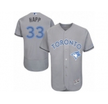 Men's Majestic Toronto Blue Jays #33 J.A. Happ Authentic Gray 2016 Father's Day Fashion Flex Base MLB Jersey