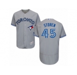 Men's Majestic Toronto Blue Jays #45 Drew Storen Grey Flexbase Authentic Collection MLB Jersey