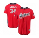 Men's Majestic Washington Nationals #34 Bryce Harper Game Red National League 2018 MLB All-Star MLB Jersey