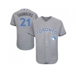Men's Toronto Blue Jays #21 Michael Saunders Grey Flexbase Authentic Collection 2016 Father's Day Stitched Baseball Jersey