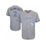 Toronto Blue Jays #2 Troy Tulowitzki Grey Flexbase Authentic Collection 2016 Father's Day Stitched Baseball Jersey