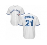 Toronto Blue Jays #21 Michael Saunders Replica White Home MLB Jersey