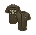 Toronto Blue Jays #32 Roy Halladay Green Salute to Service Stitched Baseball Jersey