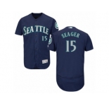 Men's Majestic Seattle Mariners #15 Kyle Seager Navy Blue Flexbase Authentic Collection MLB Jersey