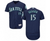 Men's Majestic Seattle Mariners #15 Kyle Seager Navy Blue Flexbase Authentic Collection MLB Jersey