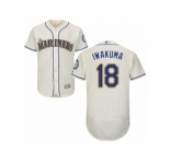 Men's Majestic Seattle Mariners #18 Hisashi Iwakuma Cream Flexbase Authentic Collection MLB Jersey