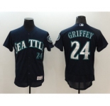Men's Majestic Seattle Mariners #24 Ken Griffey Navy Blue Flexbase Authentic Collection MLB Jersey