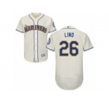 Men's Majestic Seattle Mariners #26 Adam Lind Cream Flexbase Authentic Collection MLB Jersey