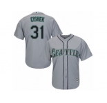Men's Majestic Seattle Mariners #31 Steve Cishek Authentic Grey Road Cool Base MLB Jersey