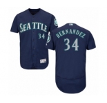 Men's Majestic Seattle Mariners #34 Felix Hernandez Navy Blue Flexbase Authentic Collection MLB Jersey