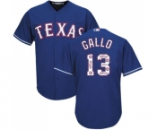Men's Majestic Texas Rangers #13 Joey Gallo Authentic Royal Blue Team Logo Fashion Cool Base MLB Jersey