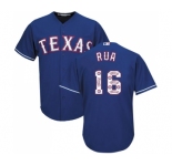 Men's Majestic Texas Rangers #16 Ryan Rua Authentic Royal Blue Team Logo Fashion Cool Base MLB Jersey