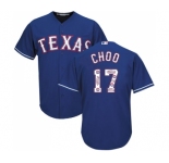 Men's Majestic Texas Rangers #17 Shin-Soo Choo Authentic Royal Blue Team Logo Fashion Cool Base MLB Jersey