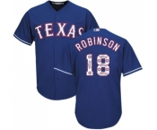 Men's Majestic Texas Rangers #18 Drew Robinson Authentic Royal Blue Team Logo Fashion Cool Base MLB Jersey