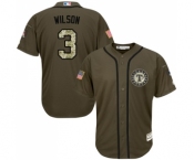 Men's Majestic Texas Rangers #3 Russell Wilson Authentic Green Salute to Service MLB Jersey