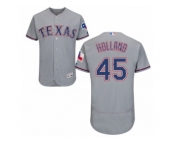 Men's Majestic Texas Rangers #45 Derek Holland Grey Flexbase Authentic Collection MLB Jersey