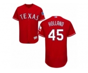 Men's Majestic Texas Rangers #45 Derek Holland Red Flexbase Authentic Collection MLB Jersey