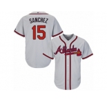 Atlanta Braves #15 Tony Sanchez Replica Grey Road Cool Base MLB Jersey