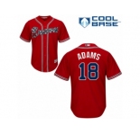Atlanta Braves #18 Matt Adams Replica Red Alternate Cool Base MLB Jersey