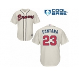 Atlanta Braves #23 Danny Santana Replica Cream Alternate 2 Cool Base MLB Jersey