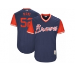 Men's 2017 Little League World Series Braves #52 Jose Ramirez Rami Navy Jersey