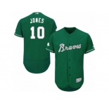 Men's Majestic Atlanta Braves #10 Chipper Jones Green Celtic Flexbase Authentic Collection MLB Jersey
