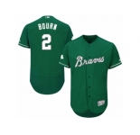 Men's Majestic Atlanta Braves #2 Michael Bourn Green Celtic Flexbase Authentic Collection MLB Jersey