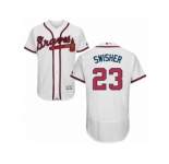 Men's Majestic Atlanta Braves #23 Nick Swisher White Flexbase Authentic Collection MLB Jersey