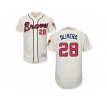 Men's Majestic Atlanta Braves #28 Hector Olivera Cream Flexbase Authentic Collection MLB Jersey