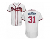 Men's Majestic Atlanta Braves #31 Greg Maddux White Flexbase Authentic Collection MLB Jersey