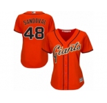 Women Majestic San Francisco Giants #48 Pablo Sandoval Authentic Orange Alternate Cool Base MLB Jersey