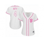 Women's Majestic San Francisco Giants #4 Mel Ott Authentic White Fashion Cool Base MLB Jersey