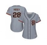 Women's San Francisco Giants #28 Buster Posey Grey Road 2 Stitched MLB Jersey