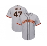 Youth San Francisco Giants #47 Johnny Cueto Grey Road Cool Base Stitched MLB Jersey