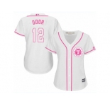 Women's Majestic Texas Rangers #12 Rougned Odor Replica White Fashion Cool Base MLB Jersey
