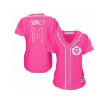 Women's Majestic Texas Rangers #14 Carlos Gomez Replica Pink Fashion Cool Base MLB Jersey