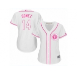 Women's Majestic Texas Rangers #14 Carlos Gomez Replica White Fashion Cool Base MLB Jersey