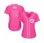 Women's Majestic Texas Rangers #16 Ryan Rua Authentic Pink Fashion Cool Base MLB Jersey